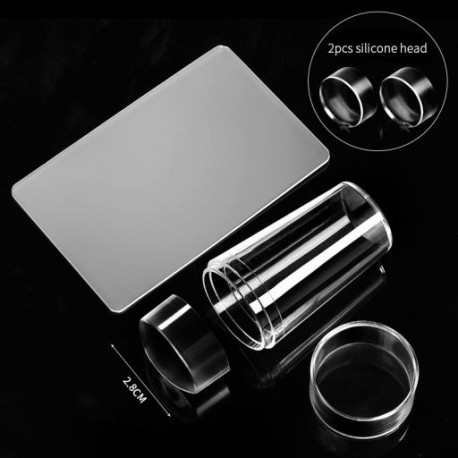 Szín: Minta-12 - 1Set Mini átlátszó zselés körömdíszítő bélyegző kaparó szett barkácsoljon Polish Design