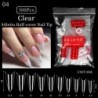 Szín: 04 Clear Stiletto - 500/504 db üreges szívű francia műköröm hegyek, nyomva átlátszó, félig teljes fedésű