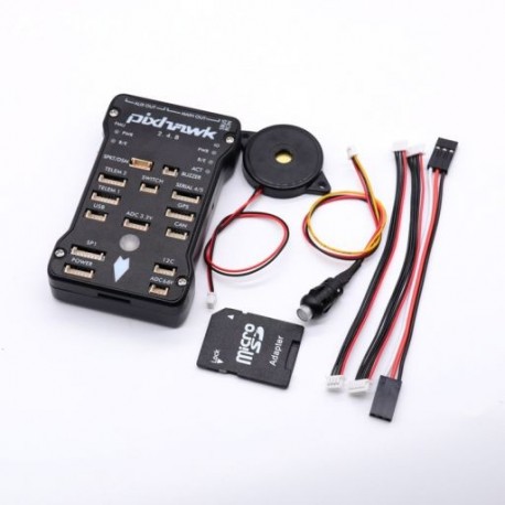 Fekete szín - Pixhawk PX4 Autopilot PIX 2.4.8 32 bites repülésvezérlés PX4FMU PX4IO biztonsági kapcsoló hangjelzéssel 4G