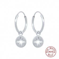 Ezüst - Új Polaris érme fülbevaló nőknek 100%    valódi 925 sterling ezüst fülbevaló karika cirkon koreai finom ékszer