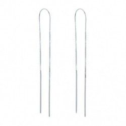 ezüst - Egyszerű, hosszú láncú, női fülbevaló 925 sterling ezüst piercinges fülbevaló Pendientes Plata aranyozott