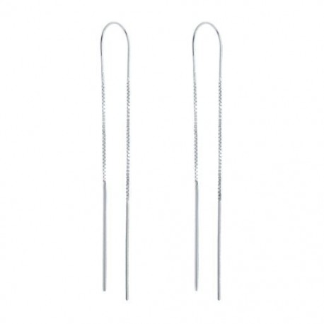 ezüst - Egyszerű, hosszú láncú, női fülbevaló 925 sterling ezüst piercinges fülbevaló Pendientes Plata aranyozott