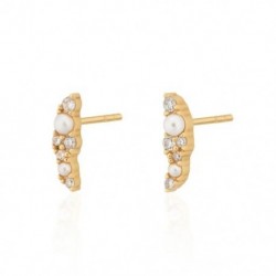 Arany - 925 Sterling ezüst női fülbevaló cirkon INS Pearl divatos sokoldalú fülbevaló kolczyki srebrne 925 2023 Trend