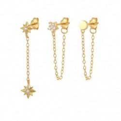 1 - 3 db szett Moon Eye 925 Sterling ezüst fülbevaló női fülbevalók Piercing Oreille 18K arany finom ékszer Aros