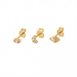 2 - 3 db szett Moon Eye 925 Sterling ezüst fülbevaló női fülbevalók Piercing Oreille 18K arany finom ékszer Aros