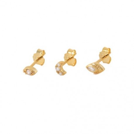 2 - 3 db szett Moon Eye 925 Sterling ezüst fülbevaló női fülbevalók Piercing Oreille 18K arany finom ékszer Aros