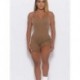Szín: Khaki XXL - Activewear Bodycon Rompers Női Body Alkalmi Cross Fűzős Hát nélküli, Relax Fit Playsuit Nyári