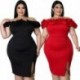 Szín: 3 XXL - Ruha Molett Női Ruházat 5XL Szexi Egy szógallérral Divatos buliruhák Midi estélyi elegáns