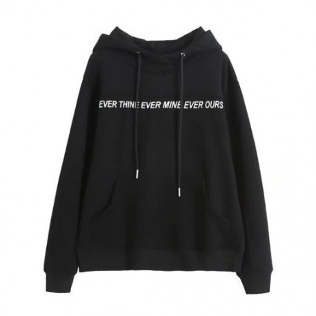 Szín: fekete M - Akaily 2021 őszi téli fekete kapucnis pulóverek női betűkkel nyomtatott hosszú ujjú felsők pulóverek