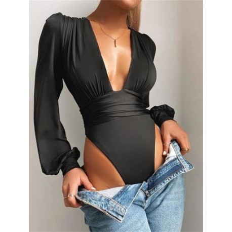 Szín: fekete L - Akaily nyári, alkalmi, tömör Jumpsuit Női 2023 V nyakú, hosszú ujjú Body One Pieces Outfitek Fehér