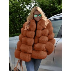 Szín: világosbarna XXXL - Akaily őszi téli fehér műszőrme női kabátok 2022 Steetwear narancssárga hosszú ujjú
