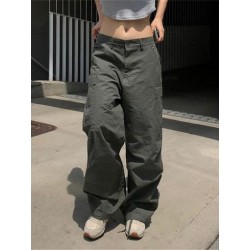 Szín: Army Green S - Akaily őszi rózsaszín cargo nadrágok nőknek 2022 Streetwear magas derekú, bő, széles lábszárú