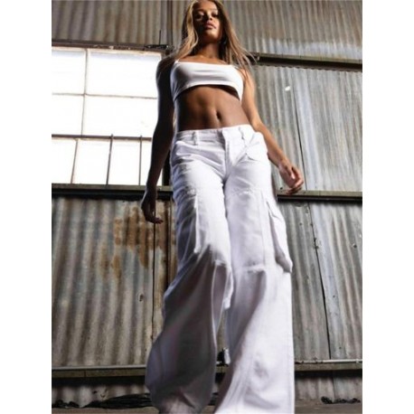 Szín: fehér M - Akaily Summer Street Black Cargo Baggy Pants Női 2022 Fehér zsebes Hosszú nadrág Női Alacsony derékú,