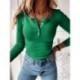 Szín: zöld XXL - Akaily őszi fekete bordás pólók női divat 2022 vékony V nyakú, hosszú ujjú Y2K felsők női fekete