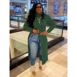 Szín: zöld L - Akaily őszi téli kötött pulóver női divat 2022 garbó hosszú ujjú pólók Kötött felsők női fekete