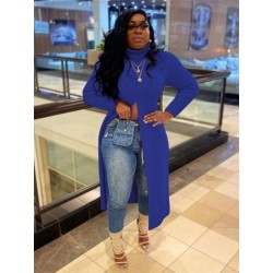 Szín: kék L - Akaily őszi téli kötött pulóver női divat 2022 garbó hosszú ujjú pólók Kötött felsők női fekete