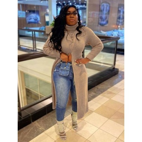 Szín: Khaki L - Akaily őszi téli kötött pulóver női divat 2022 garbó hosszú ujjú pólók Kötött felsők női fekete