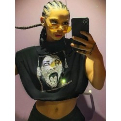 Szín: fekete M - Akaily Streetwear nyári gyémánt pólók Női O nyakú rövid ujjú felsők Női 2022 Túlméretezett póló