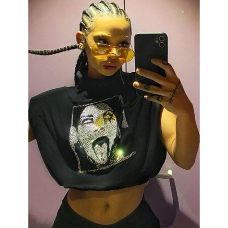 Szín: fekete M - Akaily Streetwear nyári gyémánt pólók Női O nyakú rövid ujjú felsők Női 2022 Túlméretezett póló