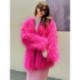 Szín: Rose Red M - Akaily Solid műszőrme női kabátok 2023 Streetwear hosszú ujjú V nyakú dzsekik Rózsaszín alkalmi