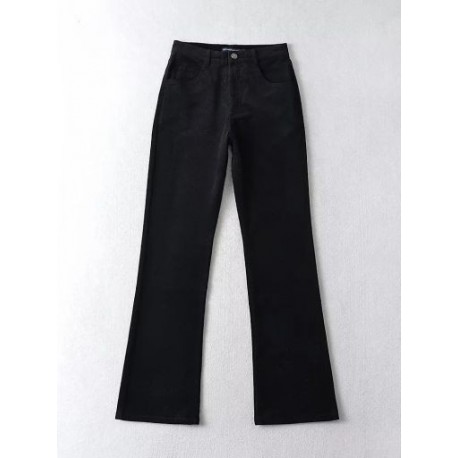 Szín: fekete L - Akaily őszi tél barna kordbársony nadrág női divat, 2022 magas derekú, flare buggyos nadrág női