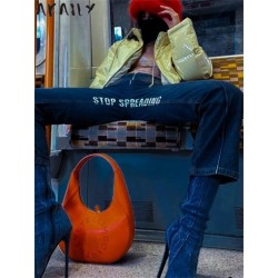 Szín: Deep Blue S - Akaily őszkék táskás farmernadrág női divat 2022 betűmintás magas derekú farmer nadrág női