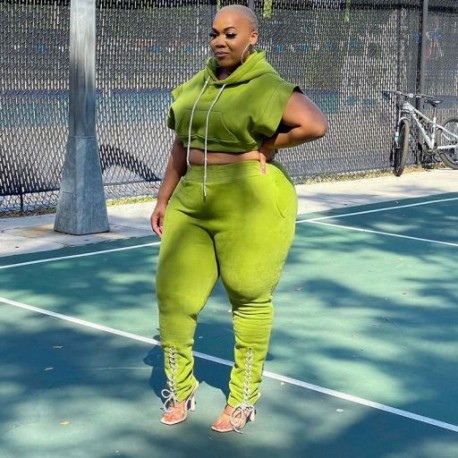 Szín: zöld L - Akaily Autumn Winter 2 kétrészes készletek atlétaruhák, női ruhák, 2021 bő, nyírt kapucnis pulcsik és