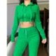 Szín: zöld L - Akaily Summer Pink 2 kétrészes szettek atléta, női ruhák, kapucnis, cipzáras Crop felső és nadrág