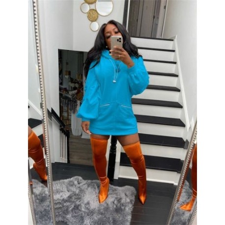 Szín: égszínkék L - Akaily őszi fehér, cipzáras kapucnis pulóverek nőknek 2022 Utcai viselet kapucnis hosszú ujjú