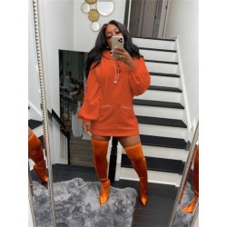 Szín: narancsvörös L - Akaily őszi fehér, cipzáras kapucnis pulóverek nőknek 2022 Utcai viselet kapucnis hosszú ujjú