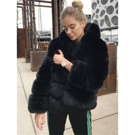 Szín: fekete XXL - Akaily őszi téli műszőrme női divat 2022 kapucnis hosszú ujjú téli bunda dzsekik női fekete alkalmi