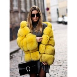 Szín: sárga XXL - Akaily őszi téli műszőrme női divat 2022 kapucnis hosszú ujjú téli bunda dzsekik női fekete alkalmi