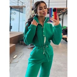 Szín: zöld L - Akaily őszi fekete barna kombinék női fitnesz egyrészes alkalmi ruhák 2022 hosszú ujjú bandage jumpsuit