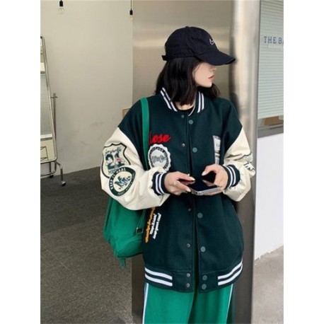 Szín: zöld XL - Akaily Fall Streetwear kabát nőknek 2022 hosszú ujjú felsők dzsekik női patchwork alkalmi pu