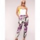 Szín: Lila XL - Akaily Fall Camo Print Cargo nadrágok női divat 2022 magas derék öv, bokakötős nadrág női alkalmi,