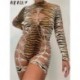 Szín: MULTI M - Akaily Summer Sexy Leopard Print Jumpsuit Női Rave Outfit 2022 Hosszú ujjú Hollow Out Rompers Női Bodycon