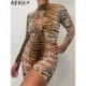 Szín: MULTI M - Akaily Summer Sexy Leopard Print Jumpsuit Női Rave Outfit 2022 Hosszú ujjú Hollow Out Rompers Női Bodycon