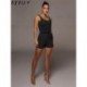 Szín: Khaki XXL - Akaily őszi fekete Jumpsuit Női Rövid One Piece Fitness Outfitek 2022 Fehér Ujjatlan Bandage Bodycon