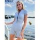 Szín: zöld M - Akaily Fekete Patchwork Jumpsuit Női Rövid Egyrészes Őszi Outfitek 2022 Szürke V nyakú cipzáras Rövid