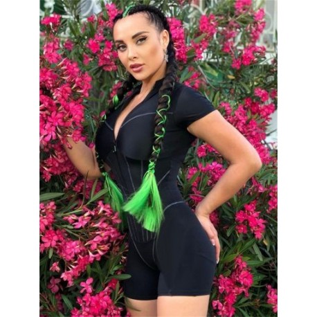 Szín: fekete M - Akaily Black Patchwork Jumpsuit Női Rövid Egyrészes Őszi Outfitek 2022 Szürke V nyakú cipzárral Rövid