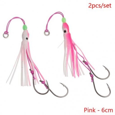 Szín: rózsaszín - 6 cm - 2db Új Octopus Lure Squid Jig Fishing Puha csalik Big Squid Bionic Csaliszoknya Puha Csali