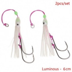 Szín: Világító - 6 cm - 2db Új Octopus Lure Squid Jig Fishing Puha csalik Big Squid Bionic Csaliszoknya Puha Csali