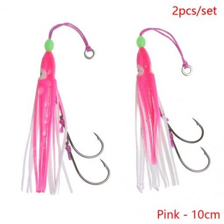 Szín: rózsaszín - 10 cm - 2db Új Octopus Lure Squid Jig Fishing Puha csalik Big Squid Bionic Csaliszoknya Puha Csali