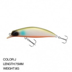 Szín: J szín - 75 mm-es 8g-os többszínű Minnow csalik horgászhorgok, hosszú dobású csalik lézeres csalik kültéri