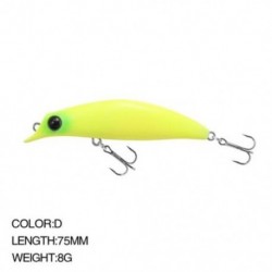 Szín: D szín - 75 mm-es 8g-os többszínű Minnow csalik horgászhorgok, hosszú dobású csalik lézeres csalik kültéri