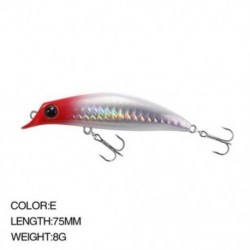 Szín: E szín - 75 mm-es 8g-os többszínű Minnow csalik horgászhorgok, hosszú dobású csalik lézeres csalik kültéri