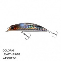 Szín: G szín - 75 mm-es 8g-os többszínű Minnow csalik horgászhorgok, hosszú dobású csalik lézeres csalik kültéri