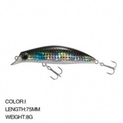 Szín: I. szín - 75 mm-es 8g-os többszínű Minnow csalik horgászhorgok, hosszú dobású csalik lézeres csalik kültéri