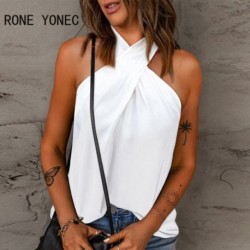 Szín: fehér L - Elegáns, szexi, masszív kötőfékű női Criss Cross ujjatlan nyári Camis fehér Crop felsők
