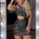 Szín: fekete S - Női elegáns flitterek egy váll átlós gallérral középső szexi mini Bodycon partiruhák